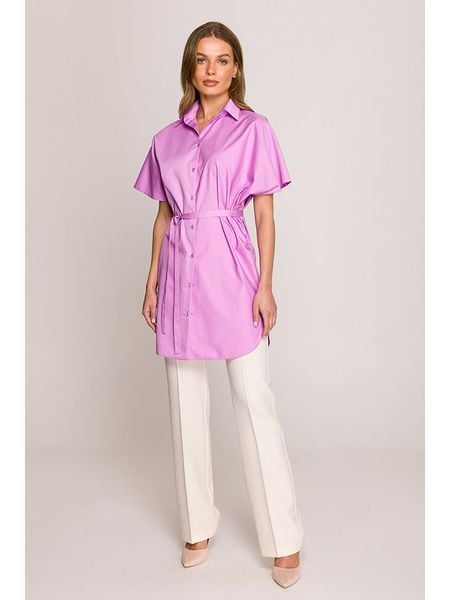 Stylove Tunika w kolorze fioletowym rozmiar: XXL/3XL. Różowe tuniki Stylove, na co dzień, xl, bez wzorów, z bawełny, bez kołnierzyka, bez ramiączek. Za 161,34 zł.