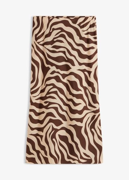 Spódnica midi z lejącej satyny. Brązowe spódnice bonprix, bez wzorów, z satyny, eleganckie, midi. Za 79,99 zł.