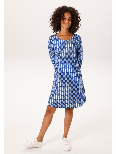 Aniston Sukienka w kolorze niebiesko-białym rozmiar: 46. Niebieskie sukienki Aniston, na co dzień, bez wzorów, bez kołnierzyka, bez ramiączek, midi, proste. Za 173,99 zł.