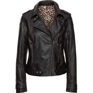 Ramoneska. Zielone kurtki bonprix, bez wzorów, ze skóry, bez kaptura. Za 189,99 zł.