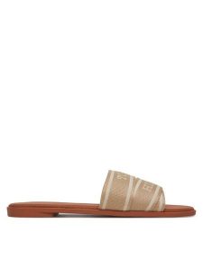 Tommy Hilfiger Klapki Webbing Mule FW0FW08421 Beżowy. Brązowe klapki TOMMY HILFIGER, bez wzorów, z materiału, bez obcasa. Za 319,99 zł.
