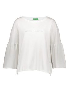 Benetton Bluza w kolorze białym rozmiar: S. Białe bluzy Benetton, s, bez wzorów, z bawełny, bez kaptura. Za 57,06 zł.