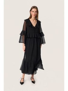 Soaked in Luxury Sukienka w kolorze czarnym rozmiar: L. Czarne sukienki Soaked in Luxury, l, bez wzorów, bez kołnierzyka, bez ramiączek, midi, rozkloszowane. Za 165,99 zł.