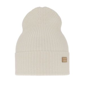 Czapka damska wiosenno - zimowa 100% wełniana merino Sophie - Kremowa. Białe czapki Molly, bez wzorów, z materiału. Za 69,90 zł.