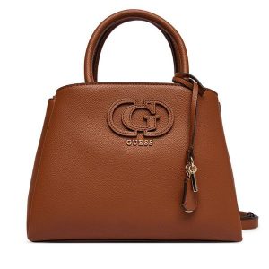 Torebka Guess. Brązowe kuferki Guess, z aplikacjami, bez dodatków. Za 639,99 zł.