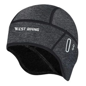 Czapka Wiatroszczelna Polarowa z Otworami na Okulary Szary. Szare czapki WEST BIKING, bez wzorów, z materiału, sportowe. Za 51,60 zł.