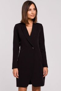 Elegancka sukienka marynarka biznesowa z kołnierzem do pracy czarna. Czarne marynarki i żakiety Stylove, do pracy, m, bez wzorów, biznesowe, bez kołnierzyka, bez ramiączek. Za 309,00 zł.