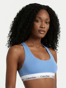 Calvin Klein Underwear Biustonosz top LV00QF8493 Błękitny. Niebieskie biustonosze Calvin Klein Underwear, s, bez wzorów, z bawełny, bez kołnierzyka, bez ramiączek. Za 149,99 zł.