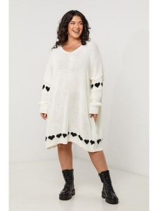 Curvy Lady Sukienka dzianinowa w kolorze białym rozmiar: 40/42. Białe sukienki Curvy Lady, bez wzorów, z dzianiny, klasyczne, bez kołnierzyka, bez ramiączek, midi. Za 78,99 zł.