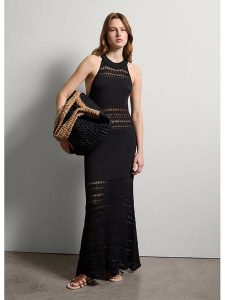 STEFANEL Sukienka w kolorze czarnym rozmiar: L. Czarne sukienki Stefanel, na co dzień, l, bez wzorów, bez kołnierzyka, bez ramiączek, maxi, proste. Za 260,99 zł.