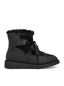 DeeZee Śniegowce 17125-1-BLACK PU Czarny. Czarne buty zimowe DeeZee, z materiału, bez obcasa, bez zapięcia. Za 219,99 zł.