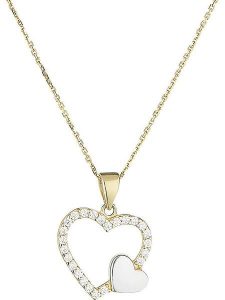 OR ÉCLAT Złoty naszyjnik "Duo de coeur" z zawieszką - dł. 43 cm rozmiar: onesize. Białe naszyjniki OR ÉCLAT, z cyrkonią, złote. Za 502,76 zł.