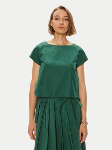 Weekend Max Mara Bluzka Parana 2425166021 Zielony Regular Fit. Zielone bluzki Weekend Max Mara, bez wzorów, z bawełny, bez kołnierzyka, bez ramiączek. Za 339,99 zł.