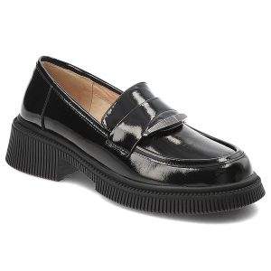 Czarne Mokasyny S.Barski Eleganckie Obuwie Damskie. Czarne półbuty S.BARSKI, bez wzorów, ze skóry, bez obcasa, bez zapięcia. Za 289,00 zł.