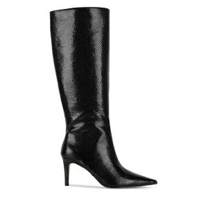 Kozaki Nine West. Czarne kozaki Nine West, bez wzorów, bez obcasa, na szpilce, bez zapięcia. Za 329,99 zł.
