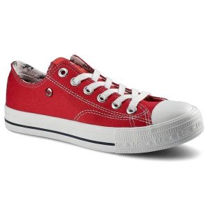 Czerwone Trampki Lee Cooper Damskie Stylowe Buty. Czerwone trampki Lee Cooper, bez wzorów, z gumy, bez zapięcia. Za 89,99 zł.
