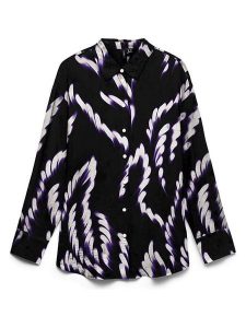 Vero Moda Koszula w kolorze czarno-biało-fioletowym rozmiar: S. Czarne koszule Vero Moda, s, bez wzorów, bez kołnierzyka, bez ramiączek. Za 134,95 zł.