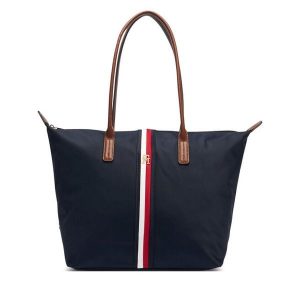 Torebka Tommy Hilfiger. Niebieskie shopper bag TOMMY HILFIGER, bez wzorów, bez dodatków. Za 449,99 zł.