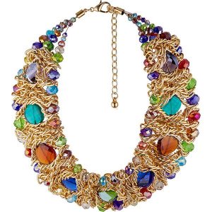 MENTHE À L'O Pozłacany naszyjnik z kryształami - dł. 40 cm rozmiar: onesize. Żółte naszyjniki MENTHE À L'O, z kryształem, pozłacane. Za 150,95 zł.