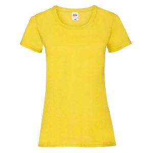 Koszulka Damska Valueweight. Żółte bluzki FRUIT OF THE LOOM, l, bez wzorów, sportowe, bez kołnierzyka, bez ramiączek. Za 30,99 zł.