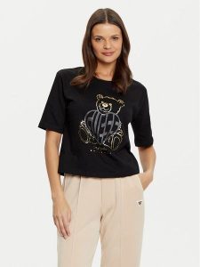 Guess T-Shirt V5RI09 I3Z14 Czarny Relaxed Fit. Czarne t-shirty Guess, xl, z aplikacjami, z bawełny, bez kołnierzyka, bez ramiączek. Za 119,99 zł.