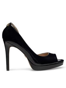 Nine West Szpilki WFA2733-1A Czarny. Czarne szpilki Nine West, bez wzorów, z materiału, bez obcasa. Za 219,99 zł.