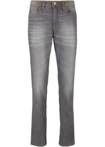 Dżinsy Mom mid waist, komfort-stretch. Szare jeansy bonprix, bez wzorów, z jeansu. Za 97,99 zł.