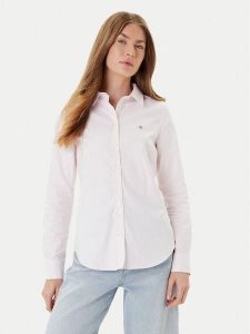 Gant Koszula Shield 4300141 Różowy Slim Fit. Czerwone koszule GANT, bez wzorów, z bawełny, bez kołnierzyka, bez ramiączek. Za 389,99 zł.
