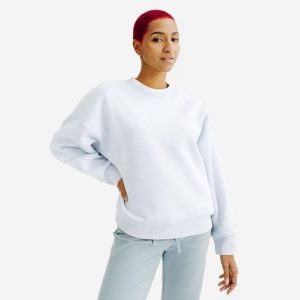 Bluza okrągły dekolt damska Elementals. Niebieskie bluzy DECATHLON, l, bez wzorów, z bawełny, bez kaptura. Za 149,99 zł.