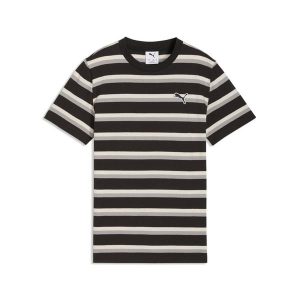 Młodzieżowa koszulka Essentials w paski PUMA. Czarna bluzki Puma, m, bez wzorów, młodzieżowe, bez kołnierzyka, bez ramiączek. Za 99,00 zł.