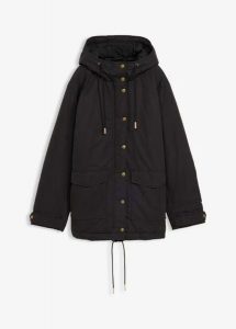 Ciepła parka. Zielone kurtki bonprix, bez wzorów, bez kaptura. Za 169,99 zł.