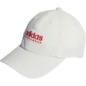 Czapka z daszkiem adidas Seersucker Dad. Białe czapki ADIDAS, bez wzorów, sportowe. Za 69,90 zł.