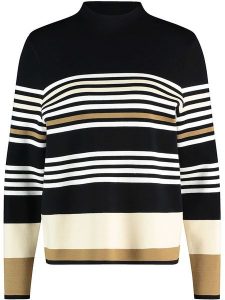 Gerry Weber Sweter w kolorze czarno-biało-karmelowym rozmiar: 38. Białe swetry oversize Gerry Weber, bez wzorów, bez ramiączek. Za 171,28 zł.