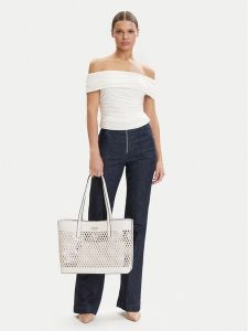 Guess Torebka Letty HWPG99 11240 Biały. Białe shopper bag Guess, z aplikacjami, ze skóry, bez dodatków. Za 679,99 zł.