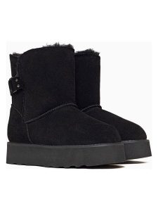 Gooce Skórzane botki zimowe "Colorado" w kolorze czarnym rozmiar: 40. Czarne botki Gooce, na zimę, bez wzorów, z materiału, bez obcasa, bez zapięcia. Za 260,99 zł.