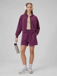 4F Spodenki dresowe z modalem damskie - fioletowe XL. Czerwone szorty 4f, bez wzorów, z dresówki. Za 129,99 zł.