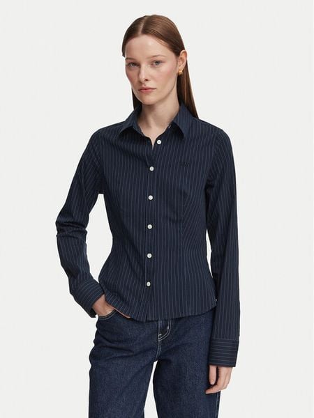 Guess Jeans Koszula W6YH11 W2835 Granatowy Slim Fit. Niebieskie koszule Guess Jeans, s, z aplikacjami, z bawełny, bez kołnierzyka, bez ramiączek. Za 349,99 zł.