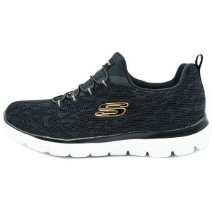 Buty do chodzenia damskie, Skechers Summits. Czarne buty sportowe Skechers, bez wzorów, z materiału, bez zapięcia, trekkingowe. Za 239,00 zł.