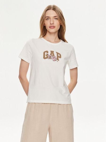 Gap T-Shirt 878165-00 Biały Regular Fit. Białe t-shirty GAP, xs, bez wzorów, z bawełny, bez kołnierzyka, bez ramiączek. Za 79,99 zł.