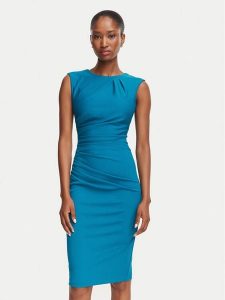 Rinascimento Sukienka koktajlowa CFC0130273003 Niebieski Slim Fit. Niebieskie kombinezony Rinascimento, l, bez wzorów, z syntetyku, wizytowe, bez kołnierzyka, bez ramiączek. Za 469,99 zł.