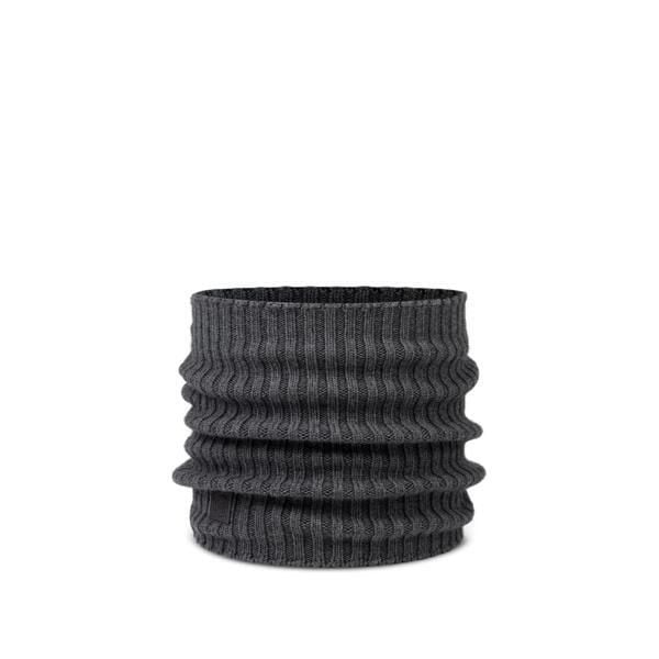 Komin z wełny merino Knitted Norval. Szare szaliki Buff, bez wzorów, z wełny. Za 203,99 zł.