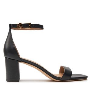 Sandały LAUREN RALPH LAUREN. Czarne sandały Lauren Ralph Lauren, bez wzorów, bez obcasa, na słupku, bez zapięcia. Za 439,99 zł.