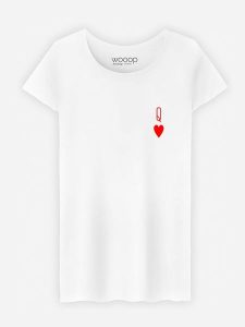 WOOOP Koszulka "Queen" w kolorze białym rozmiar: S. Białe bluzki Wooop, s, bez wzorów, z bawełny, bez kołnierzyka, bez ramiączek. Za 37,45 zł.