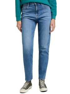 Lee Dżinsy - Tapered fit - w kolorze niebieskim rozmiar: W29/L31. Niebieskie jeansy Lee, z aplikacjami, z podwyższonym stanem. Za 127,35 zł.