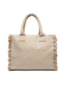 Pinko Torebka Beach Shopping PE 24 PLTT 100782 A1X1 Beżowy. Brązowe torebki klasyczne Pinko, bez wzorów, z materiału, bez dodatków. Za 449,99 zł.