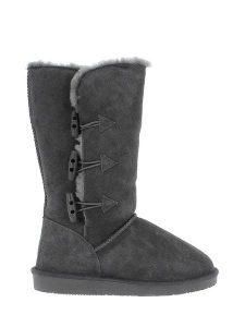 NICEBAY Skórzane kozaki zimowe "Meander" w kolorze ciemnoszarym rozmiar: 41. Szare kozaki NICEBAY, na zimę, bez wzorów, z materiału, bez obcasa, bez zapięcia. Za 191,42 zł.