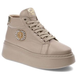Beżowe Sneakersy CheBello Damskie Buty Jesienne. Brązowe buty zimowe CheBello, z materiału, bez obcasa, bez zapięcia. Za 439,00 zł.