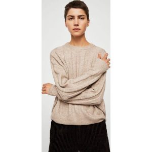 Mango - Sweter Canali. Szare swetry klasyczne marki Mango, z dzianiny, z krótkim rękawem. W wyprzedaży za 59,90 zł.