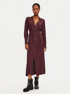 TWINSET Sukienka koszulowa 242TT2320 Bordowy Loose Fit. Czerwone sukienki Twinset, bez wzorów, z wiskozy, bez kołnierzyka, bez ramiączek, koszulowe. Za 659,99 zł.