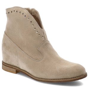 Beżowe Botki Kowbojskie Armodo Modne Buty Damskie. Brązowe botki Armodo, bez wzorów, ze skóry, bez obcasa, bez zapięcia. Za 390,99 zł.